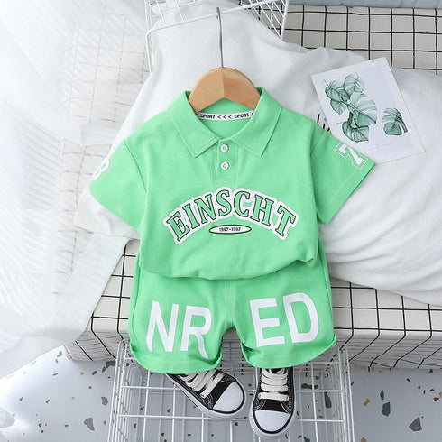 Handsome Lapel Letter Short Sleeve Suit